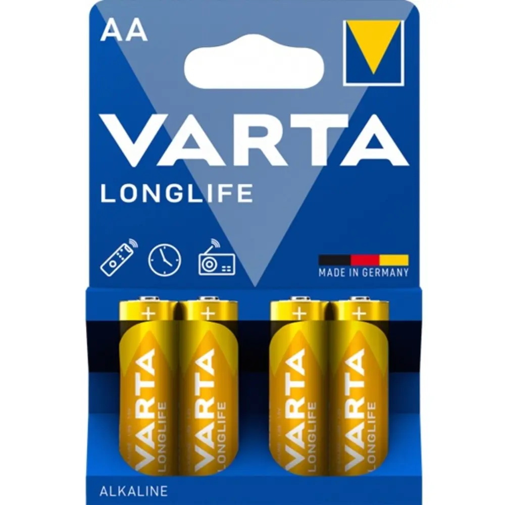 Pack 4 Piles Varta AA 1.5V Longlife 4106101414