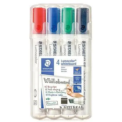 Jeu 4 Marqueurs Tableau Staedtler Lumocolor Biseauté 351 WP4