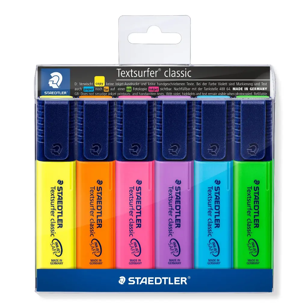 Jeu de 6 Fluorescents Surligneurs Staedtler Assortis 364 WP6