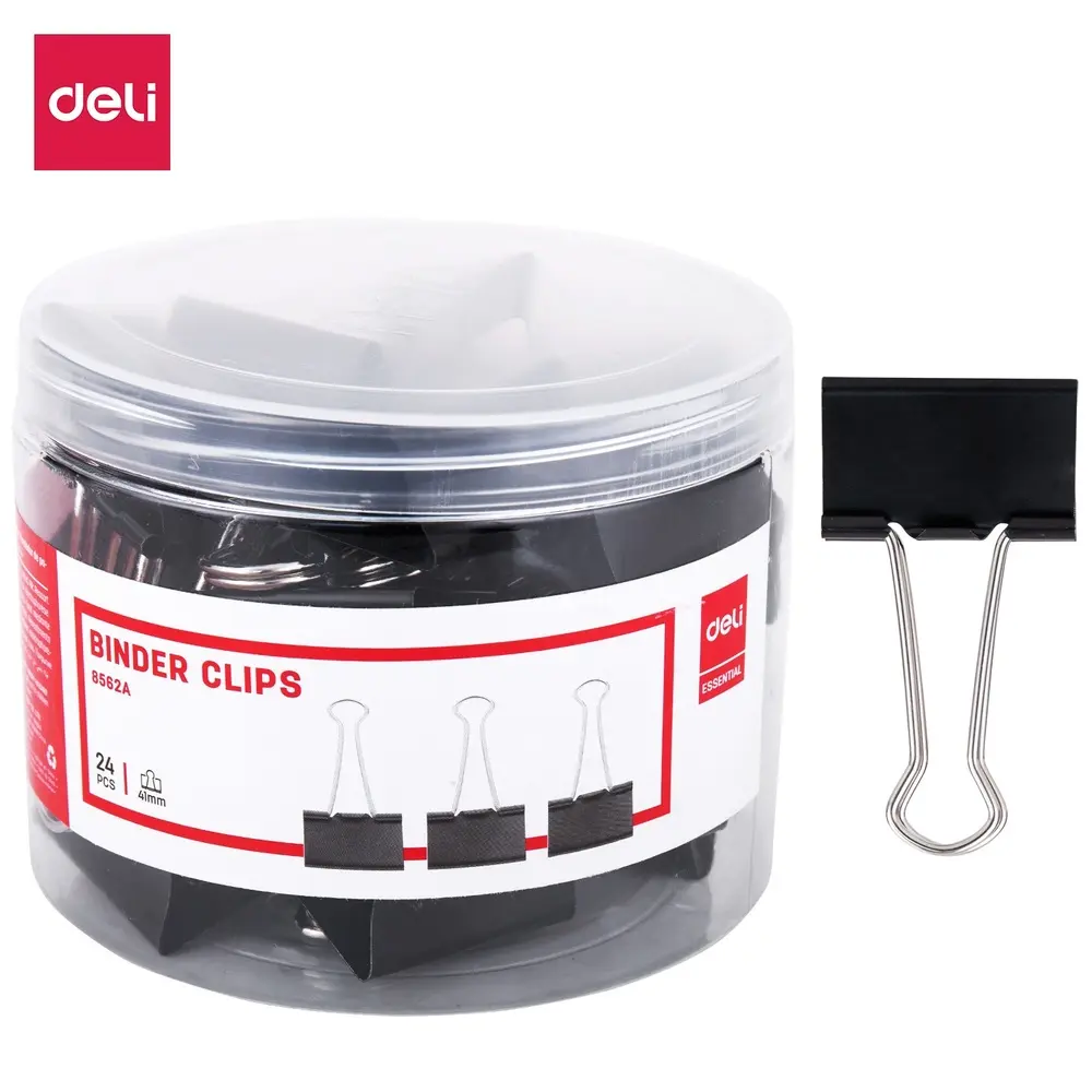 Paquet 24 Binder Pince Double Clips 41mm Deli E8562A
