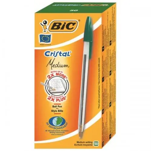 Paquet 50 Stylo Bic Crystal Vert