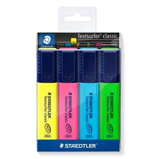 [364 WP4] Jeu de 4 Fluorescents Surligneurs Staedtler Assortis 364 WP4