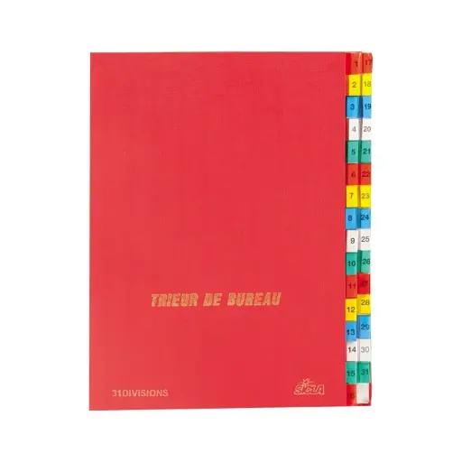 [001050] Trieur De Bureau Numérique 31 Simili Sicla Rouge