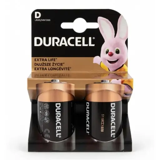 [LR20/MN1300] Pack 2 Piles Duracell Alcaline 1.5V LR20 D2