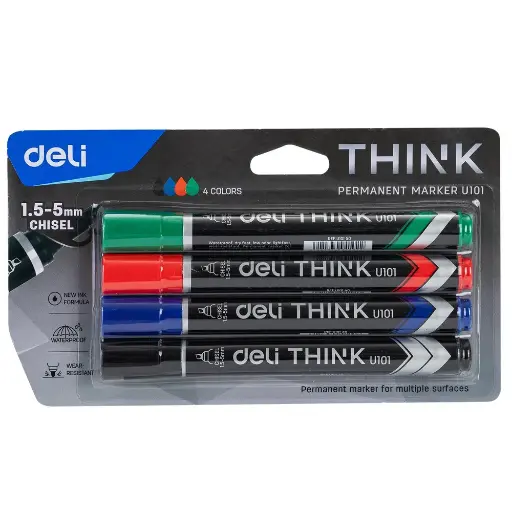 [EU10101] Jeu 4 Marqueur Permanent Deli Think EU10101