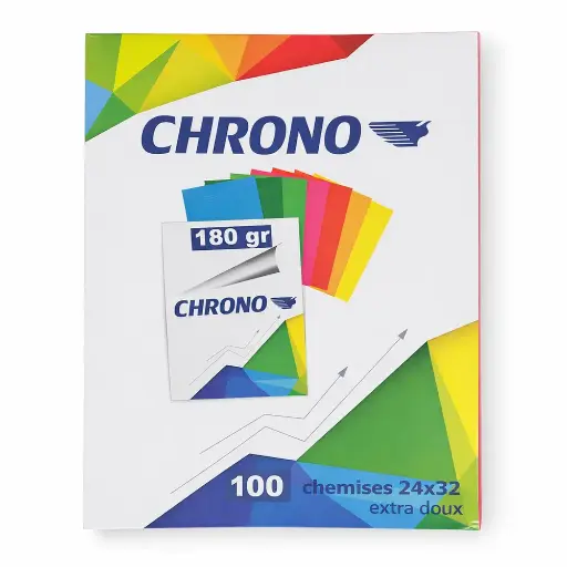 [ART8968] Paquet 100 Chemises Cartonnées Multicolor Chrono 180 Grs 