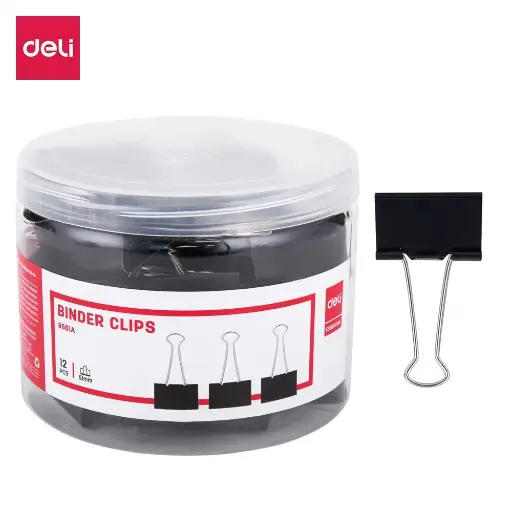 [E8561] Paquet 12 Binder Pince Double Clips 51mm Deli E8561A