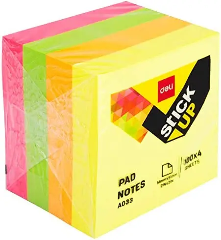 [A03303] Post-it 51x51 Stick-up Neon DelI EA03303 Bloc 100x4 2X2