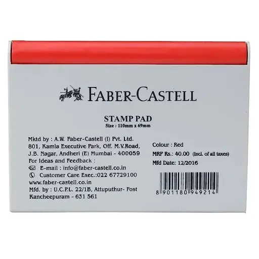 [FC494921] Encreur A Tompon Faber Castell Stamp Pad Rouge 494921