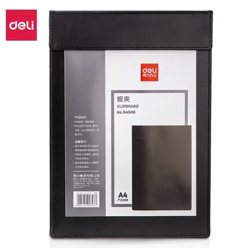 [64506] Porte Bloc Note Deli 64506 A4 Simili Aimant Gris